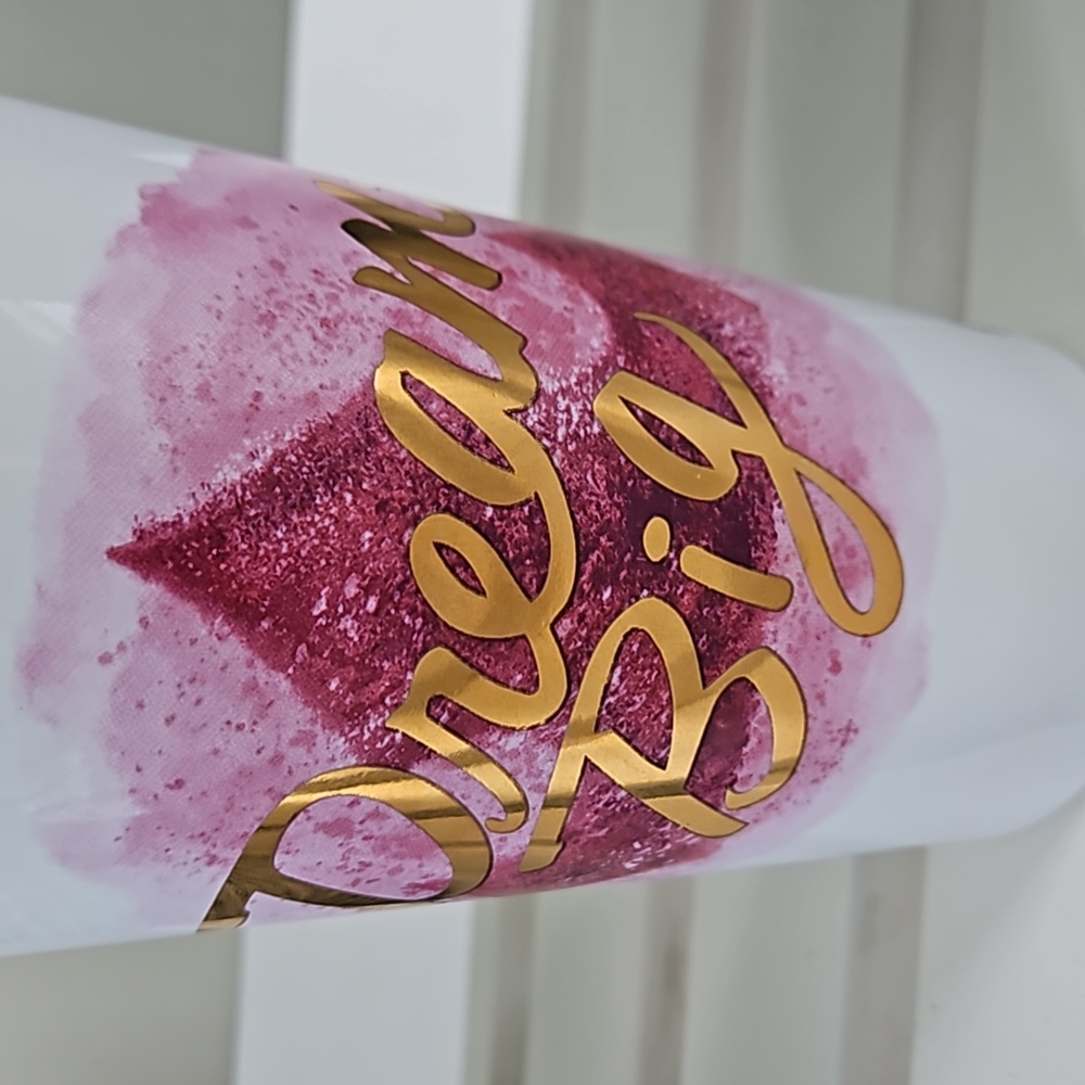 DISNEY Dream Big Ceramic Travel Mug With Lid White & Pink 8 Oz NWT